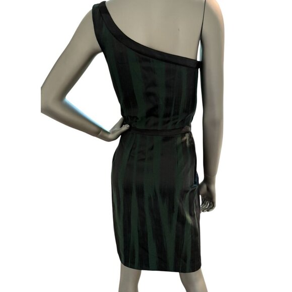 Jay Godfrey Dinner Dress Green Striped Above the Knee Sheath Size 6 NWT - Picture 2 of 7